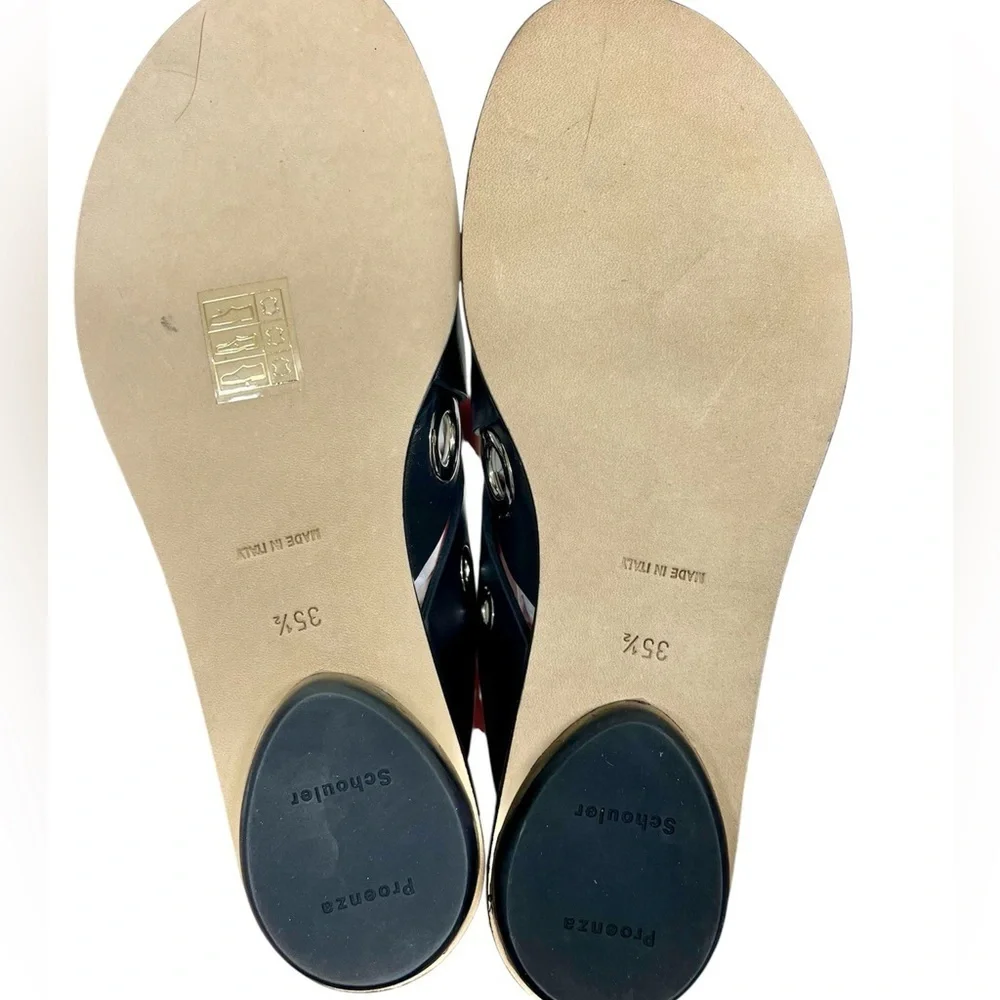 NEW Proenza Schouler Black Eyelet Flat Sandal Size 35.5